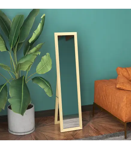 Espejo de Cuerpo Entero 37x155 cm Espejo de Pie Espejo de Pared Forma Rectangular con Marco de Madera Roble