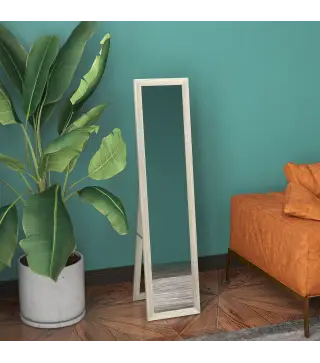 Espejo de Cuerpo Entero 37x157 cm Espejo de Pie Espejo de Pared Forma Rectangular con Marco de Madera Gris