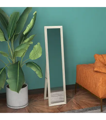 Espejo de Cuerpo Entero 37x157 cm Espejo de Pie Espejo de Pared Forma Rectangular con Marco de Madera Gris