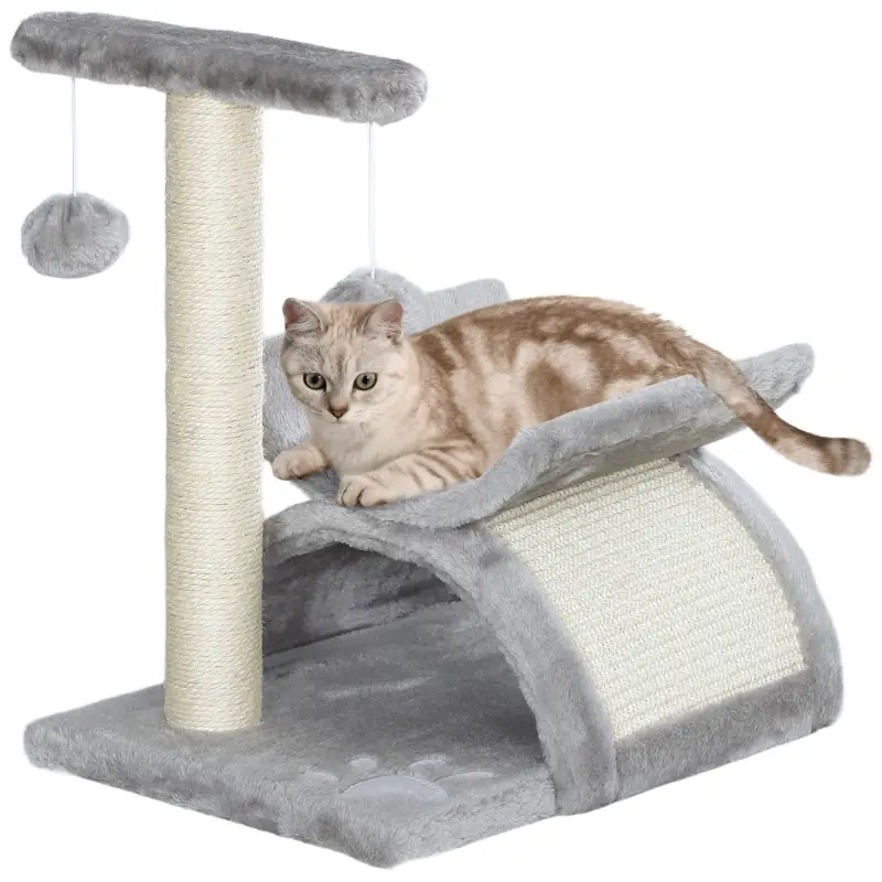 Árbol Rascador para Gatos Pequeños Torre para Gatos con Poste Giratorio con Bolas de Juego Plataforma 40x30x43 cm Gris