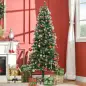 Árbol de Navidad Artificial de Nieve 180 cm con 508 Ramas 49 Piñas Base Plegable y Soporte de Acero Ø73x180 cm Verde