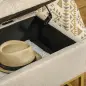 Banqueta con Almacenamiento Banco Rectangular Tapizado en Lino con Tapa Abatible y Patas de Acero 110x44x48 cm Beige