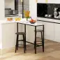 Conjunto de Mesa Alta de Bar con 2 Taburetes Redondo Set de 3 Piezas con Marco de Acero de Estilo Moderno Blanco y Negro