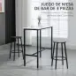 Conjunto de Mesa Alta de Bar con 2 Taburetes Redondo Set de 3 Piezas con Marco de Acero de Estilo Moderno Blanco y Negro