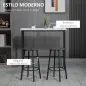 Conjunto de Mesa Alta de Bar con 2 Taburetes Redondo Set de 3 Piezas con Marco de Acero de Estilo Moderno Blanco y Negro