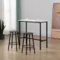 Conjunto de Mesa Alta de Bar con 2 Taburetes Redondo Set de 3 Piezas con Marco de Acero de Estilo Moderno Blanco y Negro