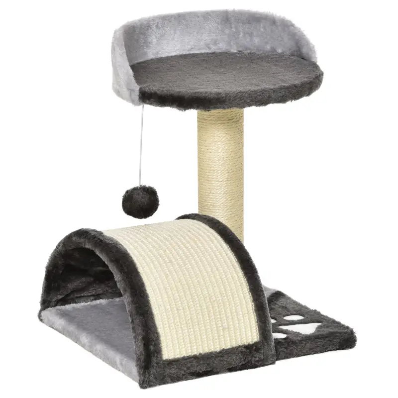 Árbol Rascador para Gatos Pequeños Altura 46 cm con Poste Tablero para Rascar Plataformas y Bola 35,5x37x46 cm Gris Árbol Rascador para Gatos Pequeños Altura 46 cm con Poste Tablero para Rascar Plataformas y Bola 35,5x37x46 cm Gris
