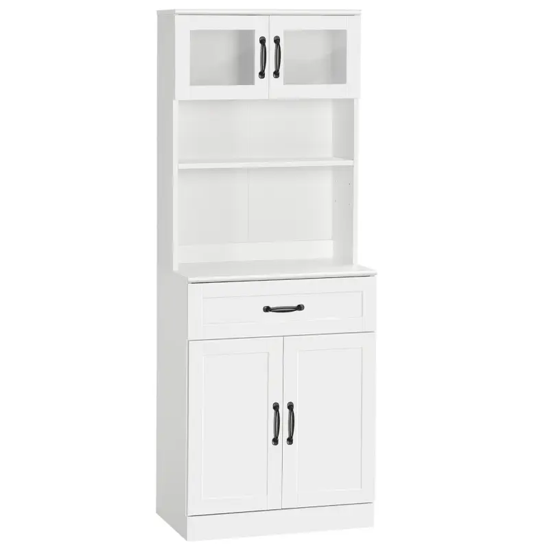 Alacena de Cocina Mueble Buffet de Cocina con 4 Puertas Cajón y Estantes Ajustables para Comedor 60x38x161 cm Blanco Alacena de Cocina Mueble Buffet de Cocina con 4 Puertas Cajón y Estantes Ajustables para Comedor 60x38x161 cm Blanco