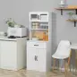 Alacena de Cocina Mueble Buffet de Cocina con 4 Puertas Cajón y Estantes Ajustables para Comedor 60x38x161 cm Blanco Alacena de Cocina Mueble Buffet de Cocina con 4 Puertas Cajón y Estantes Ajustables para Comedor 60x38x161 cm Blanco