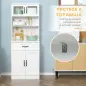 Alacena de Cocina Mueble Buffet de Cocina con 4 Puertas Cajón y Estantes Ajustables para Comedor 60x38x161 cm Blanco Alacena de Cocina Mueble Buffet de Cocina con 4 Puertas Cajón y Estantes Ajustables para Comedor 60x38x161 cm Blanco
