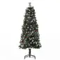 Árbol de Navidad Artificial con Nieve 150 cm con 360 Ramas 38 Bayas Decoración Navideña para Interiores Verde
