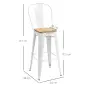 Juego de 4 Taburetes Altos de Cocina Apilables con Respaldo Taburetes de Bar con Reposapiés 44x48x117 cm Blanco
