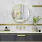 Espejo de Baño Redondo Ø60 cm Espejo Decorativo de Pared con Marco de Aluminio y Gancho Fácil Instalación Dorado