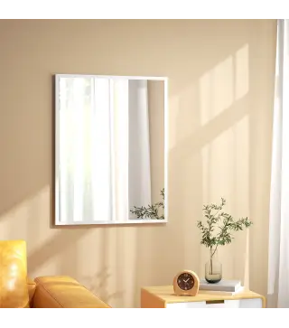 Espejo Rectangular de Baño 70x90 cm Espejo de Pared Decorativo para Salón Entrada Pasillo Horizontal o Vertical Blanco