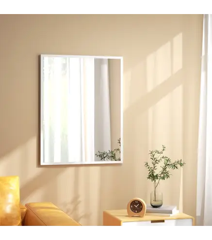 Espejo Rectangular de Baño 70x90 cm Espejo de Pared Decorativo para Salón Entrada Pasillo Horizontal o Vertical Blanco