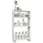 Carrito Auxiliar con Ruedas 3 Estantes con Barandillas Laterales y Asas para Cocina Comedor Baño 45x15x80 cm Blanco