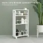 Carrito Auxiliar con Ruedas 3 Estantes con Barandillas Laterales y Asas para Cocina Comedor Baño 45x15x80 cm Blanco