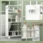 Carrito Auxiliar con Ruedas 3 Estantes con Barandillas Laterales y Asas para Cocina Comedor Baño 45x15x80 cm Blanco