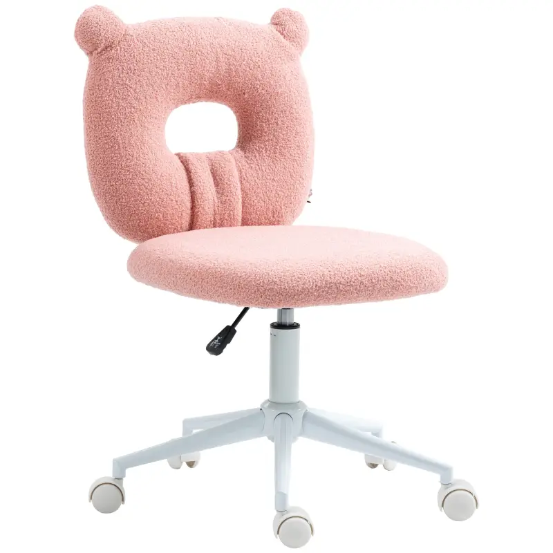 Silla Infantil de Borreguito con Asiento Ajustable en Altura y Respaldo en Forma de Oso Carga 120 kg Rosa