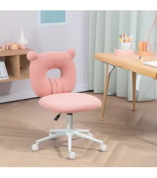 Silla Infantil de Borreguito con Asiento Ajustable en Altura y Respaldo en Forma de Oso Carga 120 kg Rosa