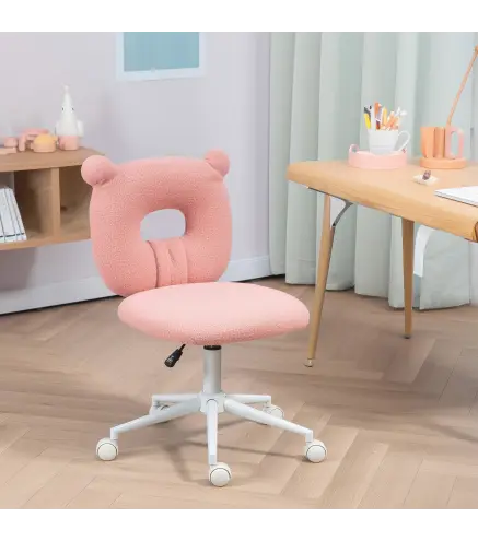 Silla Infantil de Borreguito con Asiento Ajustable en Altura y Respaldo en Forma de Oso Carga 120 kg Rosa