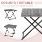 Mesa de Terraza Exterior de Ratán PE Plegable con Patas Cruzadas y Marco de Acero para Patio Balcón 40x40x40 cm Gris