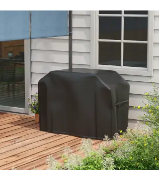 Funda para Barbacoa Rectangular de Tela Oxford 420D Anti-UV Impermeable con Cordón de Sujeción 124x61x91 cm Negro
