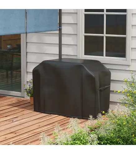 Funda para Barbacoa Rectangular de Tela Oxford 420D Anti-UV Impermeable con Cordón de Sujeción 124x61x91 cm Negro