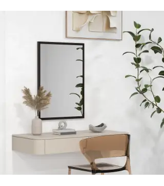 Espejo Rectangular de Baño 50x70 cm Espejo de Pared Decorativo para Salón Entrada Pasillo Horizontal o Vertical Negro