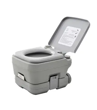 Inodoro Portátil con Tanques Dobles de 10L Estructura en Plástico PE para Camping y Senderismo 36x42x30 cm Gris