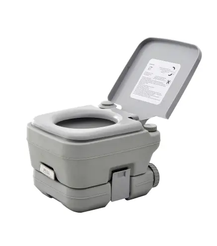 Inodoro Portátil con Tanques Dobles de 10L Estructura en Plástico PE para Camping y Senderismo 36x42x30 cm Gris