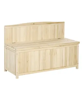 Banco de Jardín con Baúl de Almacenaje y Respaldo Carga 250 kg para Patio Terraza Balcón 115x45x75 cm Natural