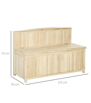 Banco de Jardín con Baúl de Almacenaje y Respaldo Carga 250 kg para Patio Terraza Balcón 115x45x75 cm Natural