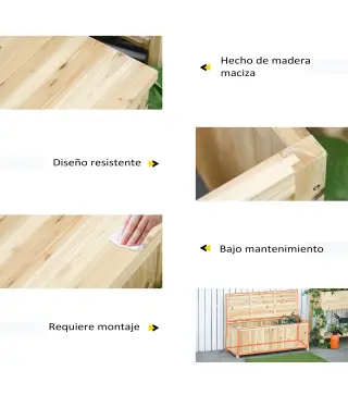 Banco de Jardín con Baúl de Almacenaje y Respaldo Carga 250 kg para Patio Terraza Balcón 115x45x75 cm Natural