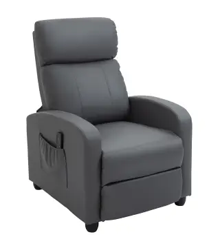 Sillón de Masaje Reclinable con Mando a Distancia Bolsillo Lateral y Temporizador Tapizado en PU 68x88x98 cm Gris