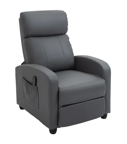 Sillón de Masaje Reclinable con Mando a Distancia Bolsillo Lateral y Temporizador Tapizado en PU 68x88x98 cm Gris