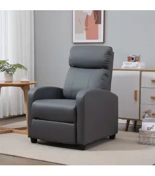 Sillón de Masaje Reclinable con Mando a Distancia Bolsillo Lateral y Temporizador Tapizado en PU 68x88x98 cm Gris