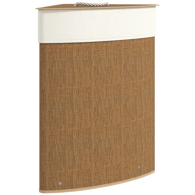 Cesto Ropa Sucia Bambú para Esquina 55L con Tapa y Asa Bolsa Extraíble Lavable 35x35x60 cm Marrón Cesto Ropa Sucia Bambú para Esquina 55L con Tapa y Asa Bolsa Extraíble Lavable 35x35x60 cm Marrón