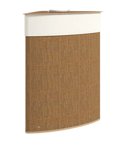 Cesto Ropa Sucia Bambú para Esquina 55L con Tapa y Asa Bolsa Extraíble Lavable 35x35x60 cm Marrón