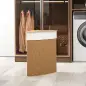 Cesto Ropa Sucia Bambú para Esquina 55L con Tapa y Asa Bolsa Extraíble Lavable 35x35x60 cm Marrón