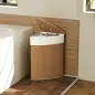 Cesto Ropa Sucia Bambú para Esquina 55L con Tapa y Asa Bolsa Extraíble Lavable 35x35x60 cm Marrón