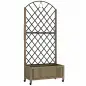Jardinera de Madera con Enrejado Metálico y Ruedas para Plantas Trepadoras Macetero Elevado 72x36x168 cm Carbonizado