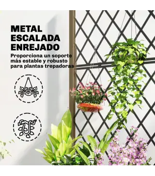 Jardinera de Madera con Enrejado Metálico y Ruedas para Plantas Trepadoras Macetero Elevado 72x36x168 cm Carbonizado