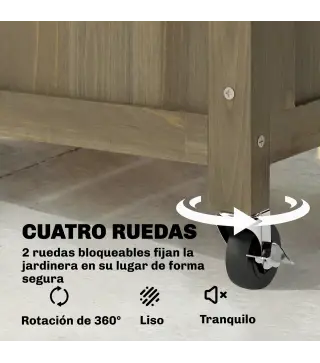 Jardinera de Madera con Enrejado Metálico y Ruedas para Plantas Trepadoras Macetero Elevado 72x36x168 cm Carbonizado