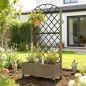 Jardinera de Madera con Enrejado Metálico y Ruedas para Plantas Trepadoras Macetero Elevado 72x36x168 cm Carbonizado