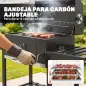 Barbacoa de Carbón con Bandeja Ajustable Estantes Plegables Ruedas Termómetro Tapa Chimenea Ventilaciones y Cesta