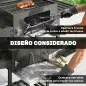 Barbacoa de Carbón con Bandeja Ajustable Estantes Plegables Ruedas Termómetro Tapa Chimenea Ventilaciones y Cesta