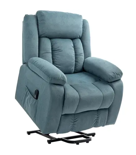 Sillón Relax Reclinable Eléctrico Levanta Personas con Puerto USB Control Remoto Asiento Ancho Reposapiés Azul