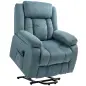 Sillón Relax Reclinable Eléctrico Levanta Personas con Puerto USB Control Remoto Asiento Ancho Reposapiés Azul