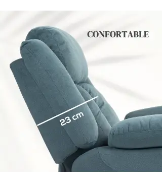 Sillón Relax Reclinable Eléctrico Levanta Personas con Puerto USB Control Remoto Asiento Ancho Reposapiés Azul